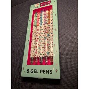 2024 Sanrio Hello Kitty 5 Gel Pens Blue Box Retro Rainbow Bows Set Colored Ink